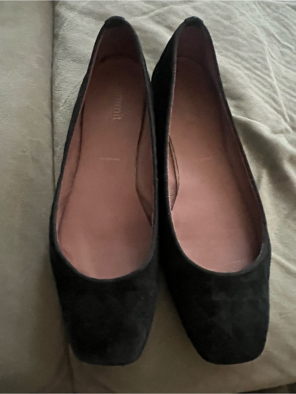 Black Suede Women's Square-Toe Ballet Flats